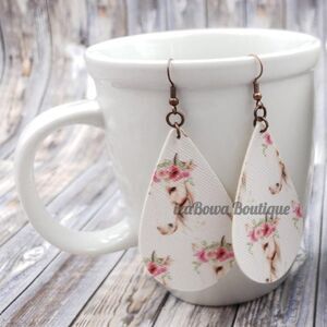 Pink Horse Faux Leather Earrings  (2)  ER1651  NWT Handmade Boutique
